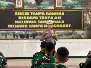 Sat Lantas Polresta Banyumas Gelar Sosialisasi Keselamatan Berlalu Lintas di Batalyon Infanteri 405/SK Wangon