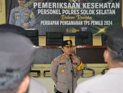 Jelang pergeseran Personil ke TPS, Polres Solok Selatan Cek Kesehatan Personel