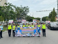 Satgas Binluh Ops Keselamatan LK 2024 Gelar Kampanye Keselamatan Berlalu Lintas di Tugu Zapin
