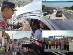 Kapolda Riau Pantau Arus Balik di 2 Pospam, Turun Langsung Atur Lalin di Tol Sungai Pinang Kampar