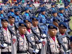 Brimobda Riau Mengikuti Upacara Hari Lahir Pancasila Yang Dipimpin Oleh Presiden RI