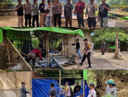 Polsek Maro Sebo Robohkan Basecamp Aktivitas Narkoba Di RT/03 Muaro Jambi Dan Pasang Police Line