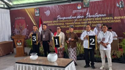 KPU Gunungkidul Gelar Pleno Pengundian dan Penetapan Nomor Urut Paslon Bupati dan Wakil Bupati Gunungkidul