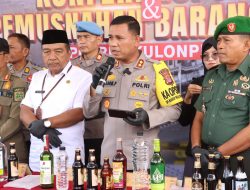 Jelang Pilkada 2024, Polres Kulonprogo Musnahkan Ribuan Botol Miras Hasil Razia