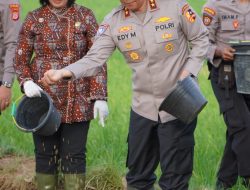 Dukung Ketahanan Pangan Nasional, Kakorbinmas Baharkam Polri Semai Padi di Kulonprogo