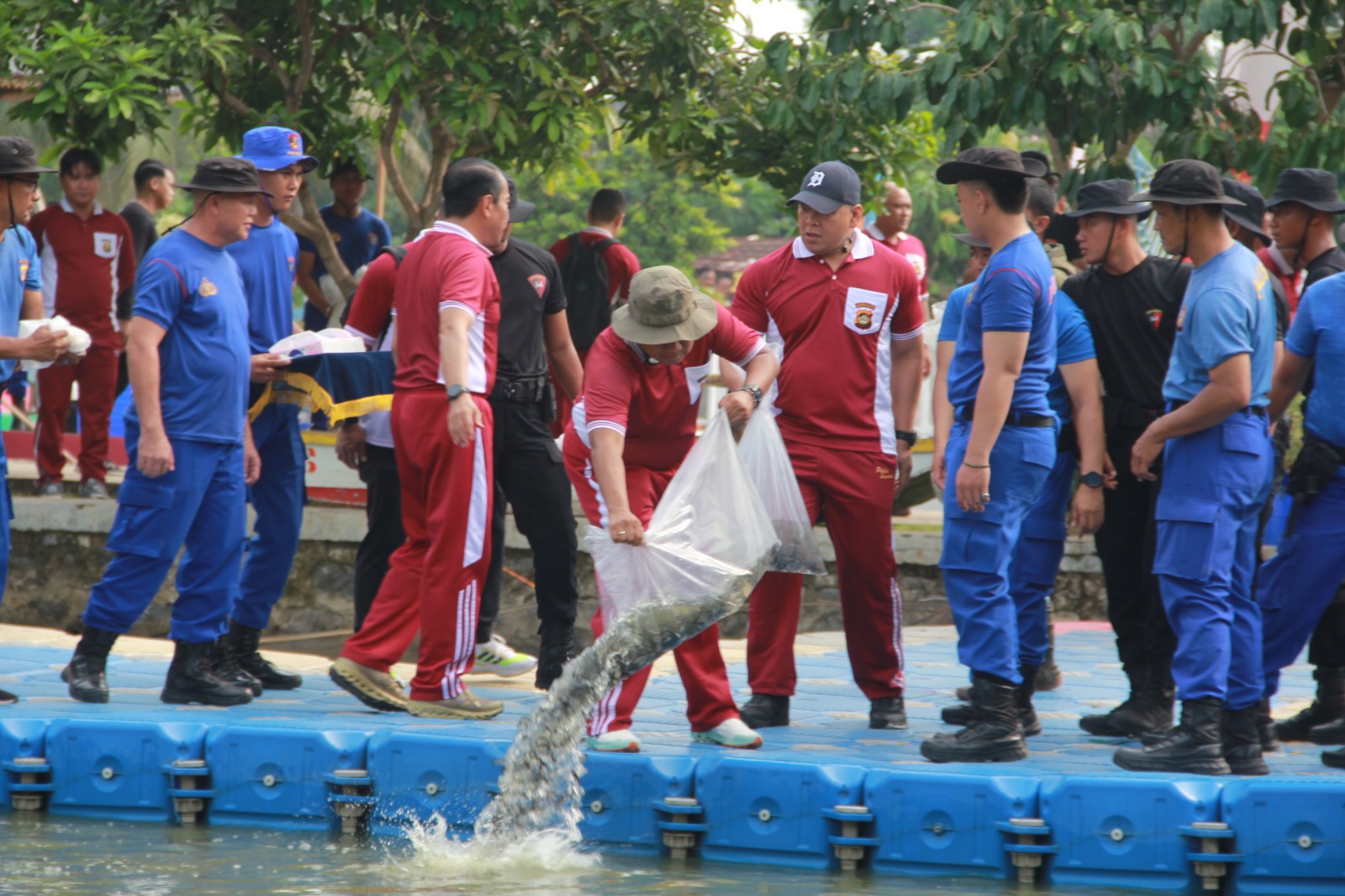 Polda Sumsel Gelar Panen ikan dan Penaburan benih serta Baksos.