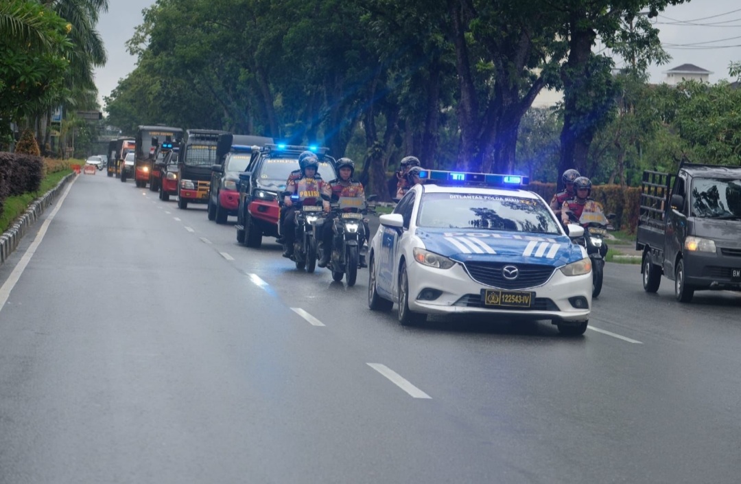 Hari H Pemungutan dan Perhitungan Suara, Polda Riau Menggelar Patroli Skala Besar 