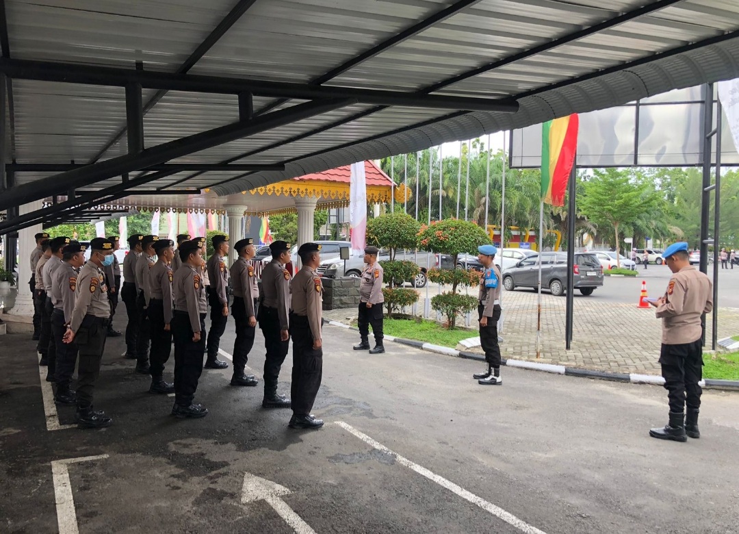 Pelaksanakan Apel Pagi Dikantor Penyelenggara Pilkada Diikuti Personel Subsatgas PAM