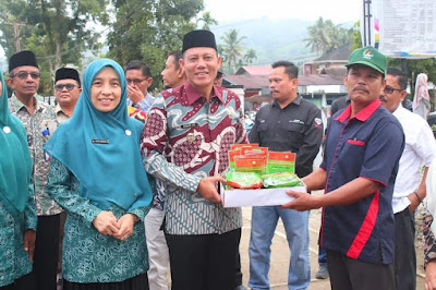 Bupati Pasaman Menyerahkan Bantuan Bibit Ketahanan Pangan
