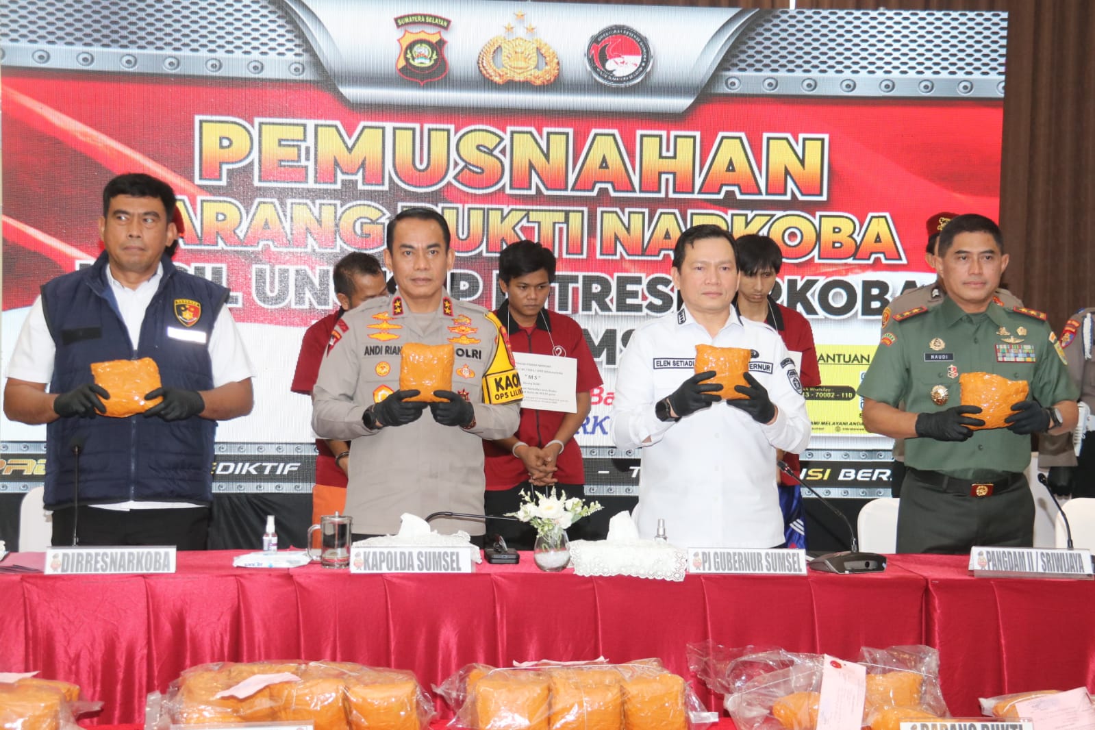 Polda Sumsel Musnahkan 50 kg sabu Jaringan internasional