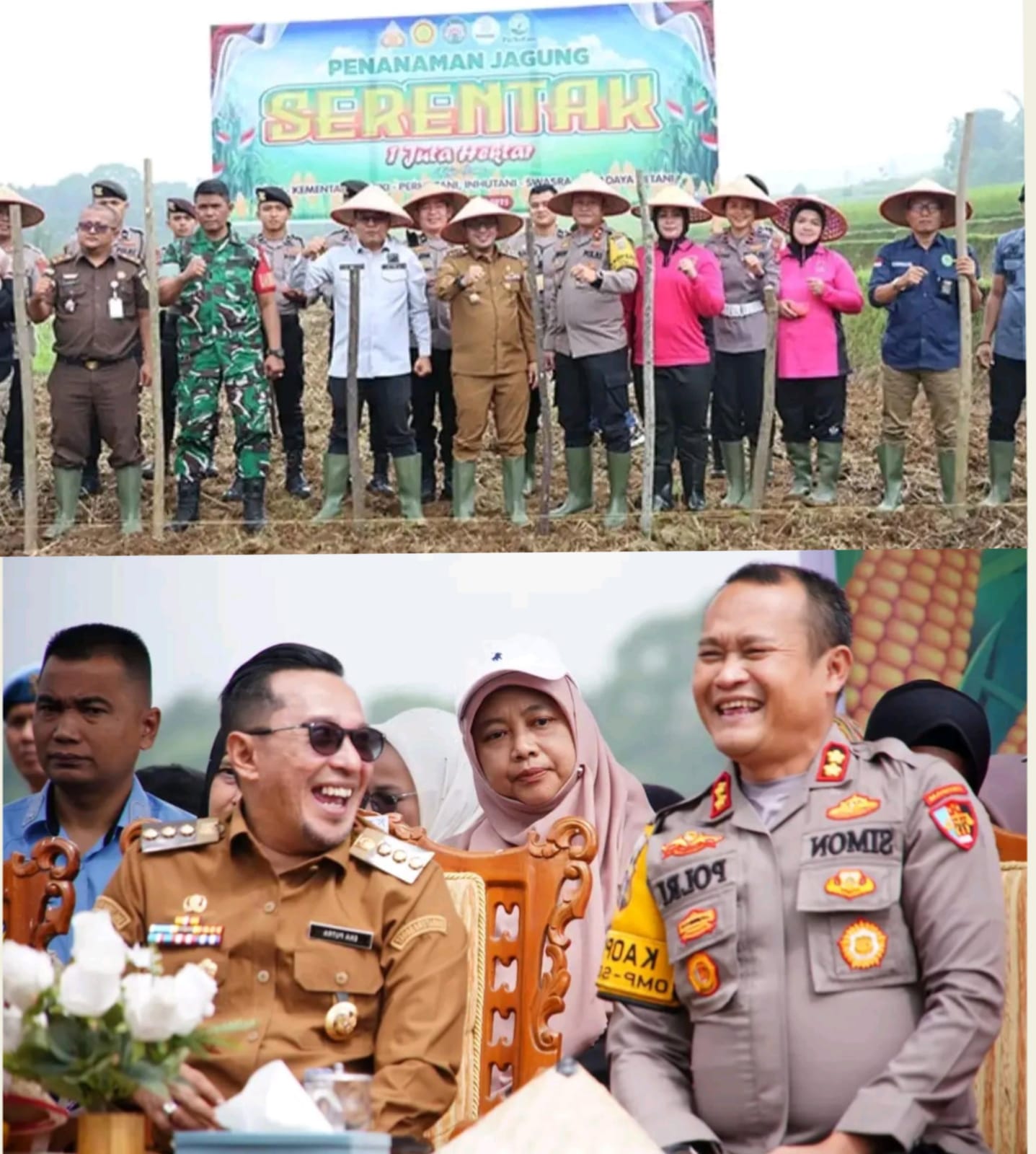 Bupati Eka Putra Bersama Kapolres Tanah Datar Turun Langsung Dengan Kelompok Tani Setempat Launcing Penanaman Jagung
