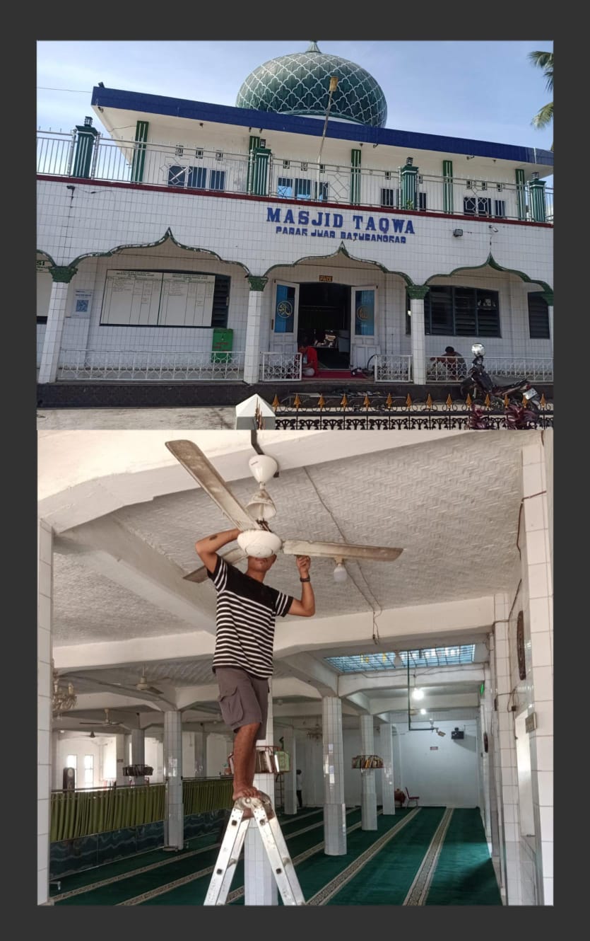 WBP Rutan Batusangkar Kerja Bakti Bersihkan Masjid Taqwa