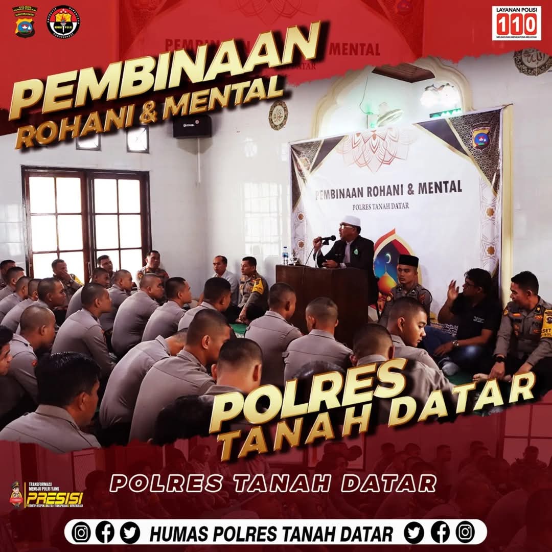 Polres Tanah Datar Melaksanakan Kegiatan Pembinaan Rohani Dan Mental (Binrohtal) Rutin Setiap Hari Kamis Apel Pagi