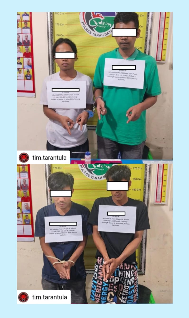 Sat Res Narkoba Polres Tanah Datar Berhasil Mengamankan 4 (Empat) Orang Laki-Laki Diduga Tindak Pidana Narkoba