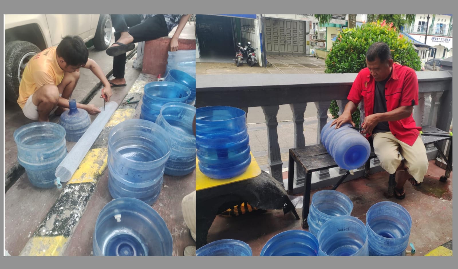 Kreatif! Warga Binaan Rutan Batusangkar Mampu Menyulap Galon Bekas Menjadi Tempat Sampah Sederhana yang Berdaya Guna