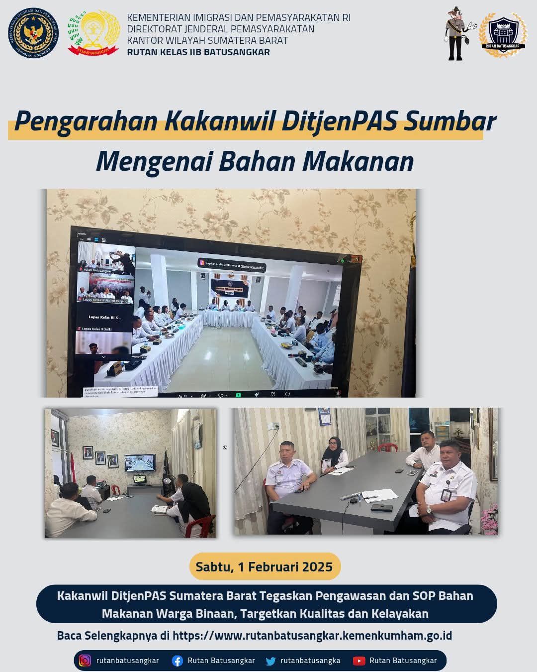 Pengarahan Kakanwil DitjenPAS Sumbar Mengenai Bahan Makanan Warga Binaan, Targetkan Kualitas dan Kelayakan