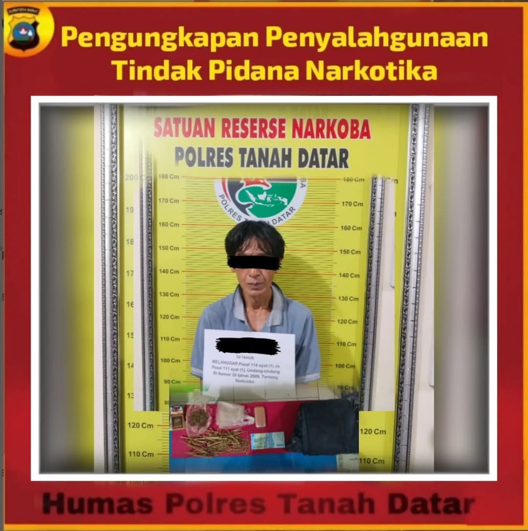 Sat Narkoba Polres Tanah Datar Kembali Amankan 1 (Satu) Orang Pria Terkait Penyalagunaan Narkotika