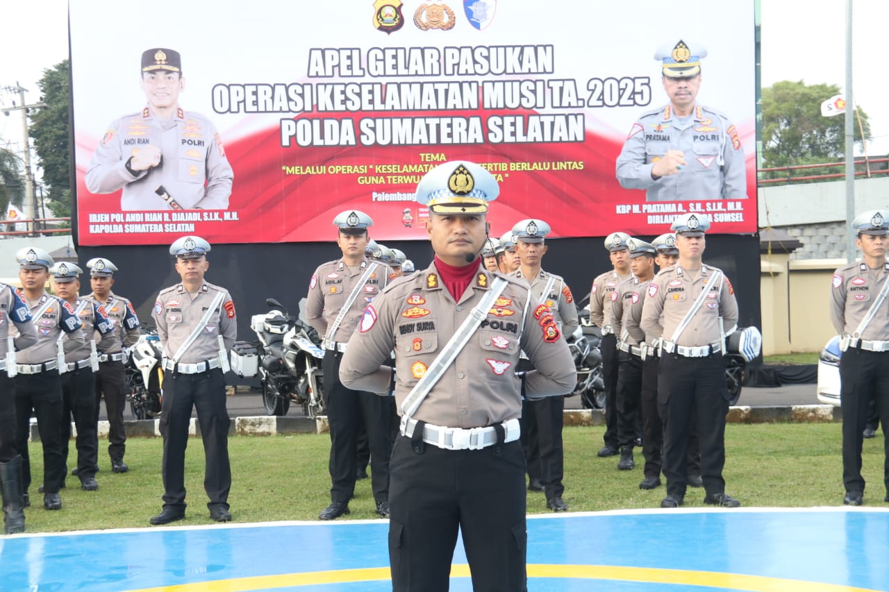 Polda Sumsel Menggelar apel Pasukan Operasi Keselamatan Musi TA 2025