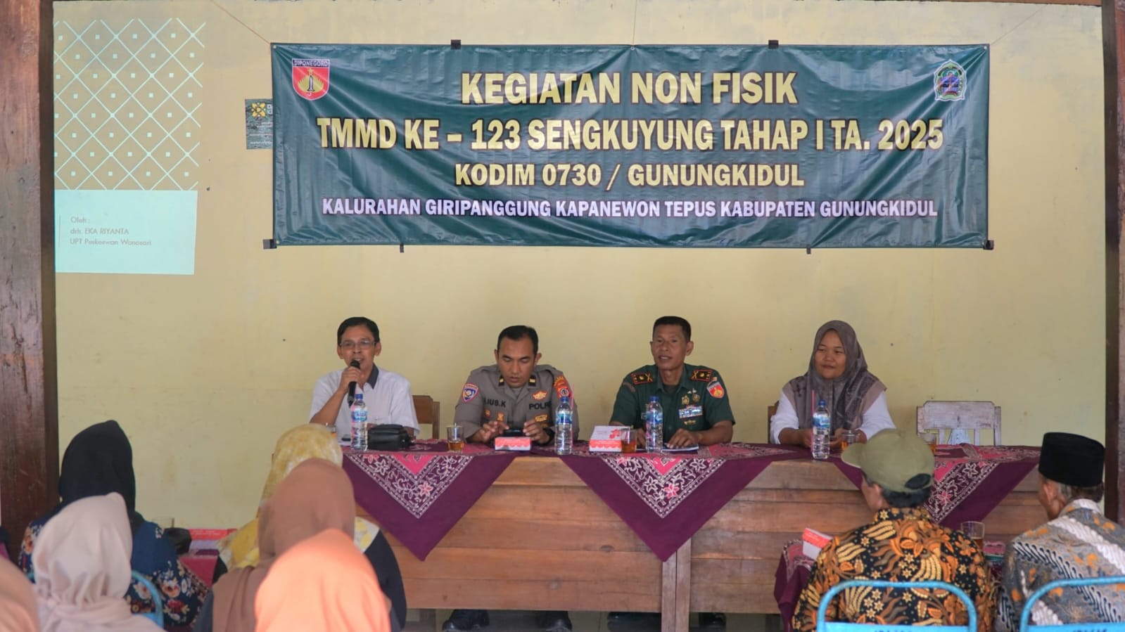 Kodim 0730/Gunungkidul Gelar Penyuluhan Wasbang Dalam Sasaran Non Fisik TMMD Sengkuyung Ke 123 Tahap I Tahun 2025.