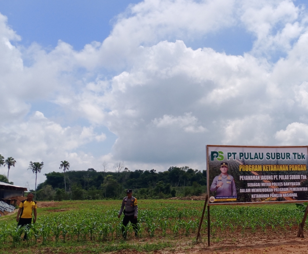 Kanit Binmas Polsek Rambutan Bersama Bhabinkamtibmas Cek Tanaman Jagung di Desa Gelebak Dalam
