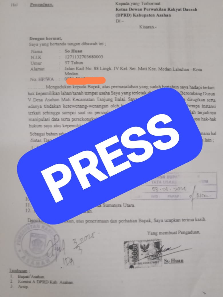Merasa Terzolimi, So Huan Dan Istrinya Minta Sengketa Tanah Di RDP-kan DPRD Asahan