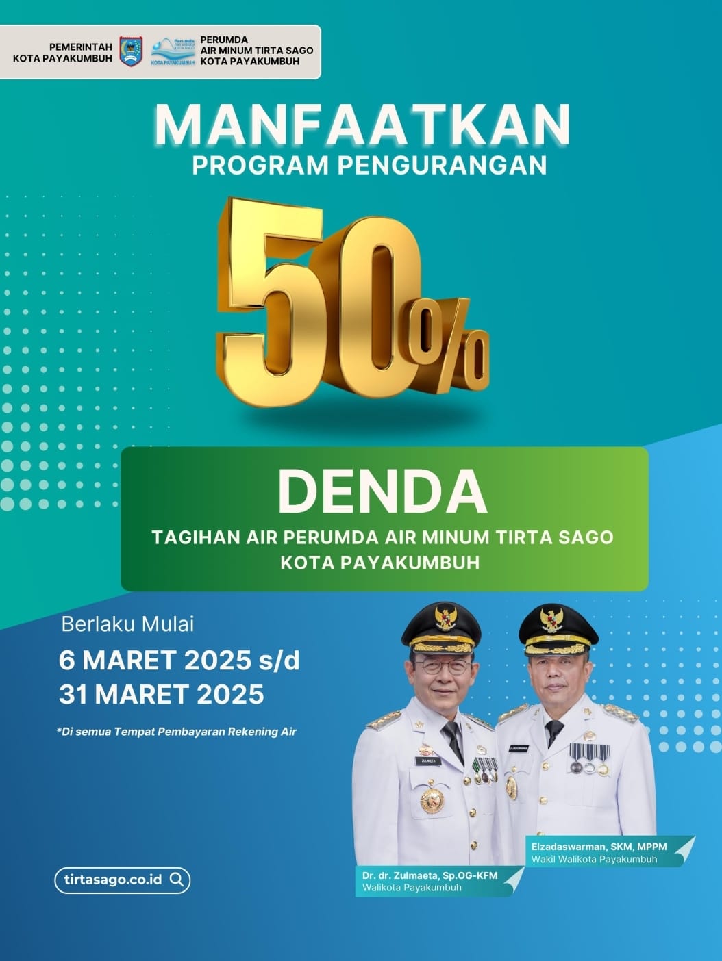 Berlaku Hingga Akhir Maret, Pamtigo Payakumbuh Kurangi Denda Keterlambatan 50 Persen