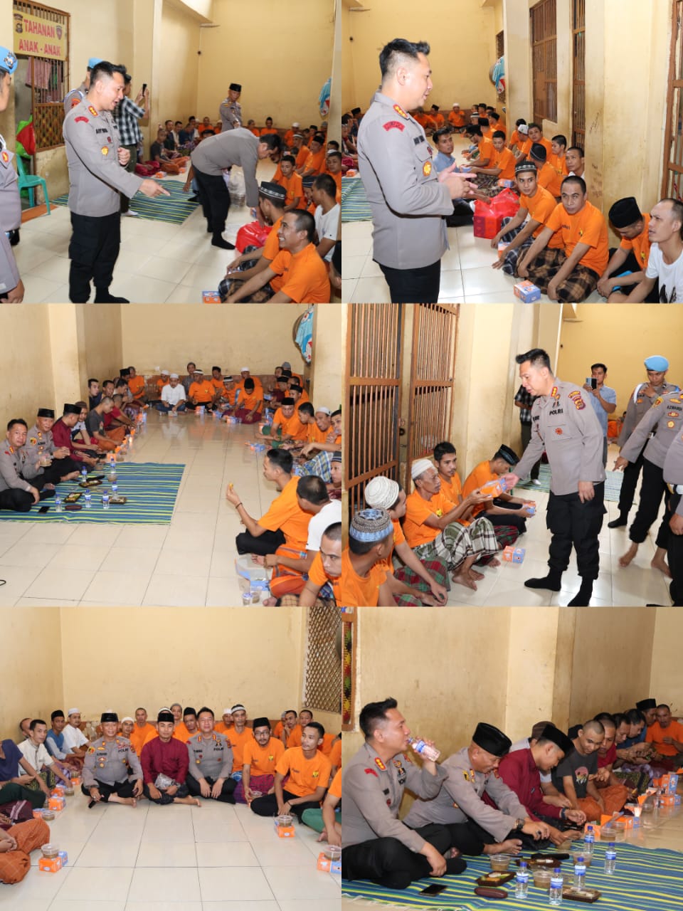 Buka Puasa Di Sel , Kapolresta Jambi Dan Kasat Tahti Duduk Bersama Para Tahanan
