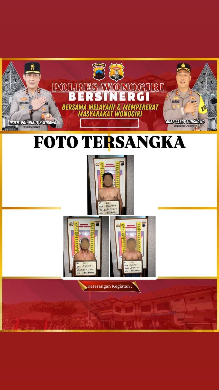 Sat Reskrim Polres Wonogiri Berhasil Amankan 3 Pelaku Judi Dadu