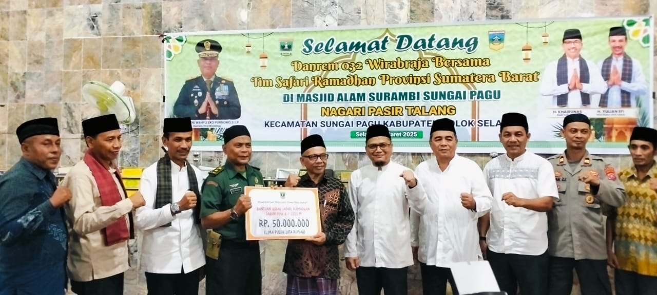 Tim 2 TSR Kabupaten Solok Selatan Dampingi Kunjungan Danrem 032 Wirabraja Di Mesjid Alam Surambi Sungai Pagu