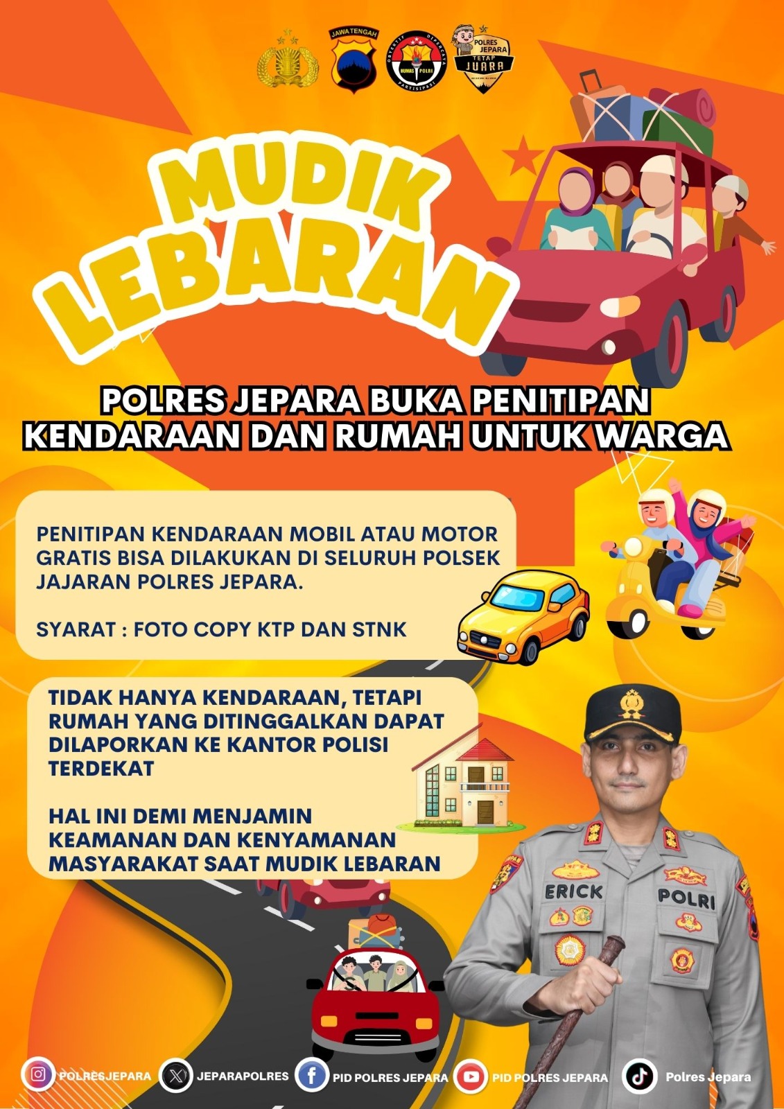 Warga Jepara Bisa Titipkan Kendaraan di Kantor Polisi saat Mudik