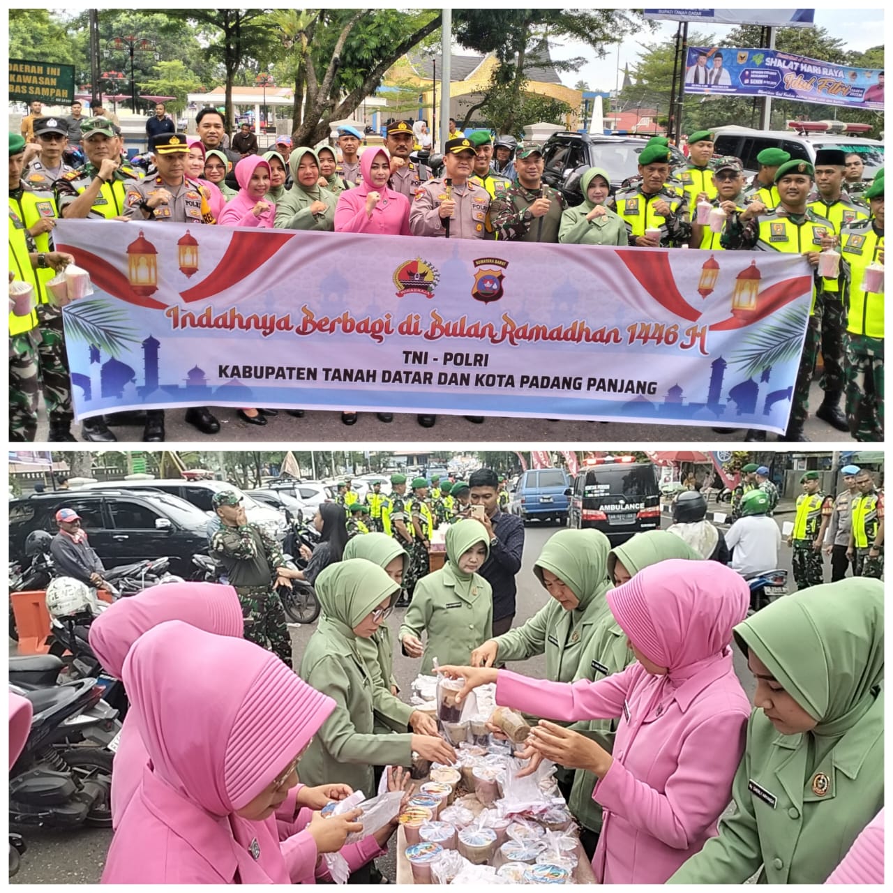 Dandim 0307/TD Bersama Kapolres Tanah Datar Kompak Bagi Takjil Bareng