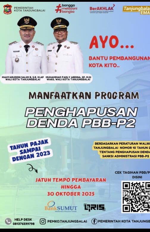 Ringankan Beban Ekonomi Warga, Pemko Tanjungbalai Hapus Denda PBB P-2