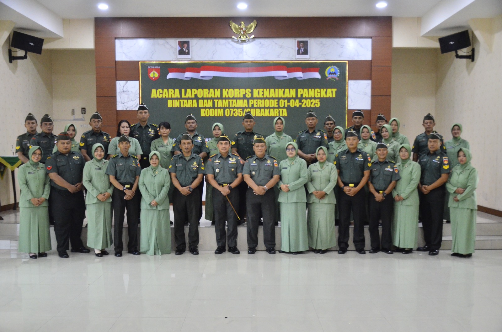 Dandim 0735/Surakarta Pimpin Acara Korp Raport Kenaikan Pangkat Dan Tradisi Penerimaan Serta Pelepasan Prajurit