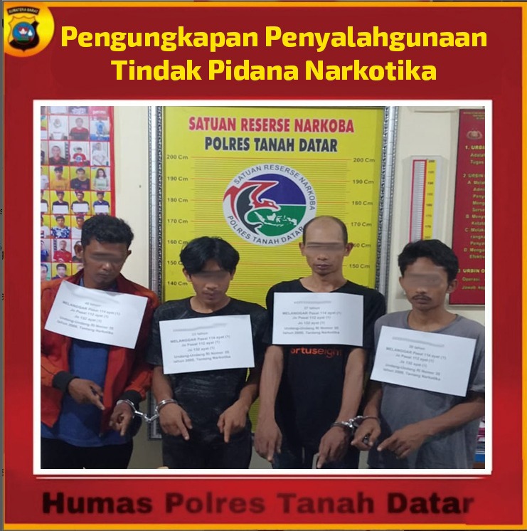 Empat orang laki laki Diduga melakukan pesta sabu di Kecamatan Sungai Tarab