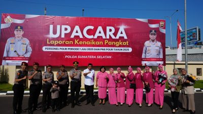Kapolda Sumsel pimpin Upacara Laporan kenaikan Pangkat Personel Polri Periode 1 Juli 2025 & PNS Polri Tahun 2025