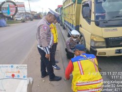 Dalam Upaya Keamanan dan Kelancaran Lalu Lintas Satlantas Polres Banyuasin bersama BBPJN Provinsi Sumatera Selatan Melaksanakan Survey Jalan
