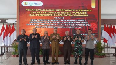 Polres Wonogiri Dukung Penuh Implementasi Keadilan Restoratif Lewat Penandatanganan Kesepakatan Bersama