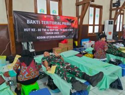 Kodim 0735/Surakarta Gelar Bakti Teritorial Prima Donor Darah Dan CKG dalam Rangka HUT Ke – 80 TNI dan HUT Ke – 75 Dam IV/Dip