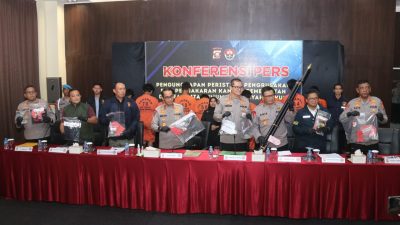 Konferensi Pers Pengungkapan Peristiwa Perusakan,Pembakaran kantor pemerintah dan Fasilitas umum Di wilayah Hukum Polda Sumsel