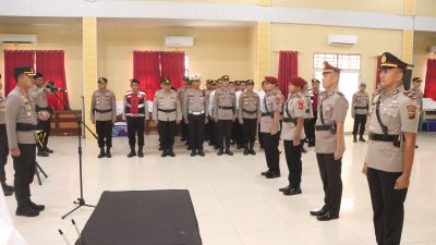 Kapolres Banyuasin Pimpin serah Terima Jabatan di aula sanika Satyawada