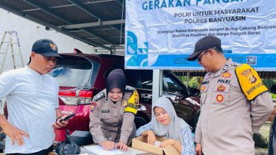 Polres Banyuasin Sukses Gelar Gerakan Pangan Murah 8 Ton Beras Bulog Ludes Terjual