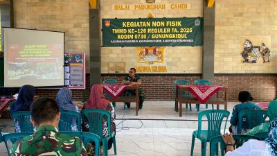 TMMD Ke-126 Kodim 0730/Gunungkidul Gelar Kegiatan Non Fisik di Candirejo: Edukasi Cegah Stunting, Penyakit Hewan, dan Kesehatan Keluarga.