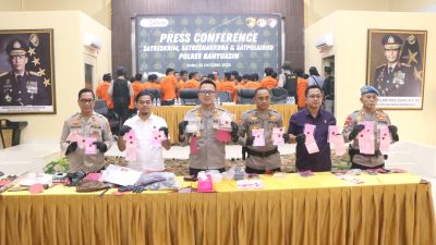 Kapolres Banyuasin Pimpin Press Release 44 Pelaku Tindak Pidana di Banyuasin berhasil di Amankan