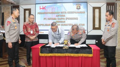 Dukung Program Polri Presisi, Polda Sumsel Dan Hutama Karya Sepakati MoU Keselamatan Jalan Tol