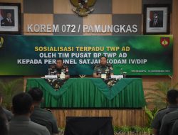 Tingkatkan Pemahaman, Prajurit dan PNS Korem 072/Pamungkas Ikuti Sosialisasi Terpadu TWP TNI AD