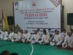 Sekitar 116 Peserta Ikuti Ujian Kenaikan Tingkat ( UKT ) Nasional Perisai Diri 2025 di Padepokan Solo Raya.
