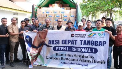 PTPN I Regional 1 Salurkan Bantuan Sembako untuk Korban Banjir di Deli Serdang dan Langkat