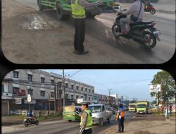 Pos Lantas KM 12 Polsek Talang Kelapa Gelar Strong Point Pagi, Arus Lalu Lintas Kondusif