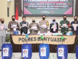Gelar Pemusnahan Barang Bukti Sabu 21,9 Kg Polres Banyuasin Selamatkan 110.000. Jiwa.