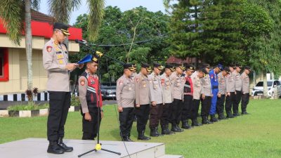 Kapolres Banyuasin Pimpin apel pagi Tekankan Profesionalisme dan Kedisiplinan Anggota